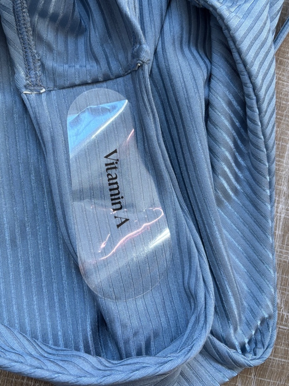 NWT Vitamin A Leah One Piece Swim Suit Size Large Light Blue Rib Ribbed Swimwear - Picture 9 of 16